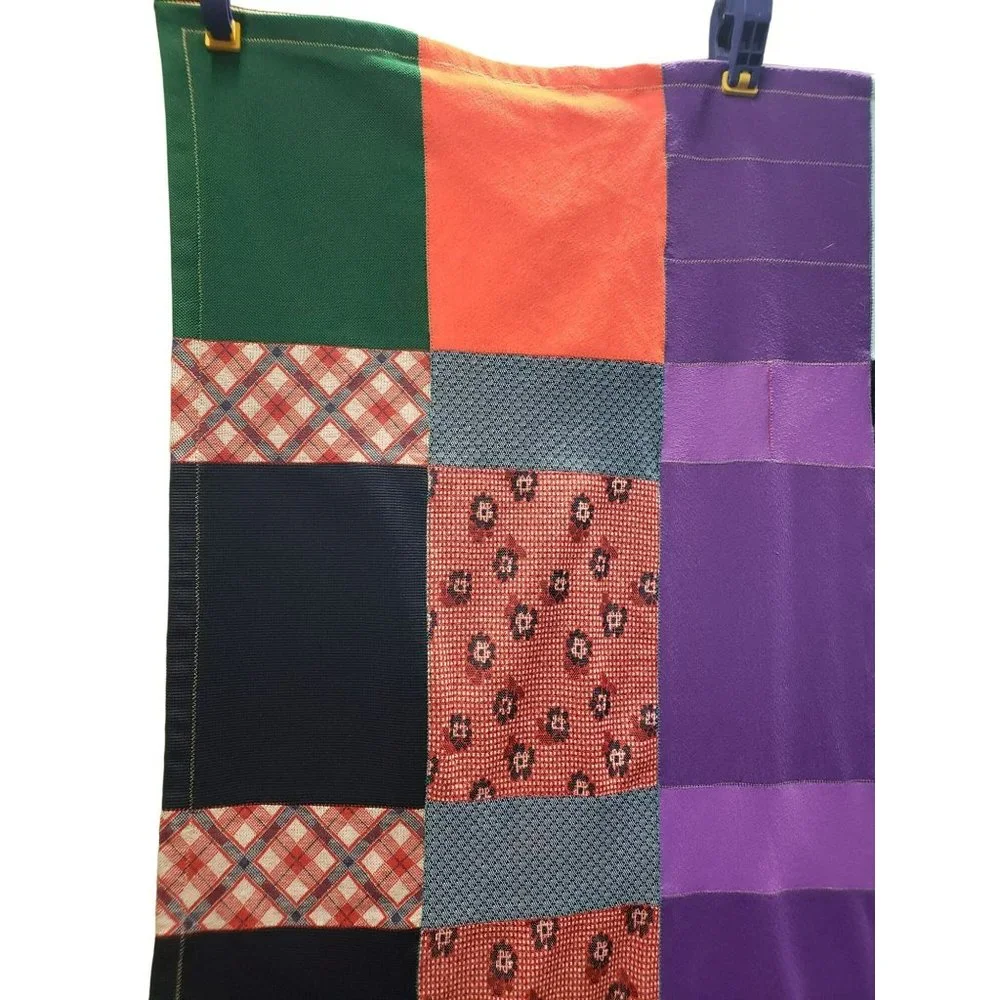 Vtg Lightweight Patchwork Quilt Machine Sewn Double Knit Corduroy 37